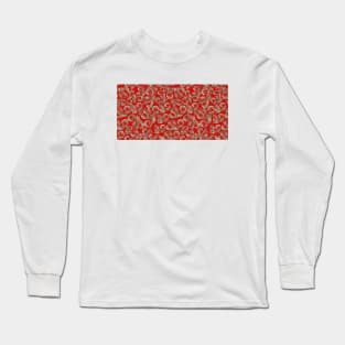 Red Glitter Floral Pattern Long Sleeve T-Shirt